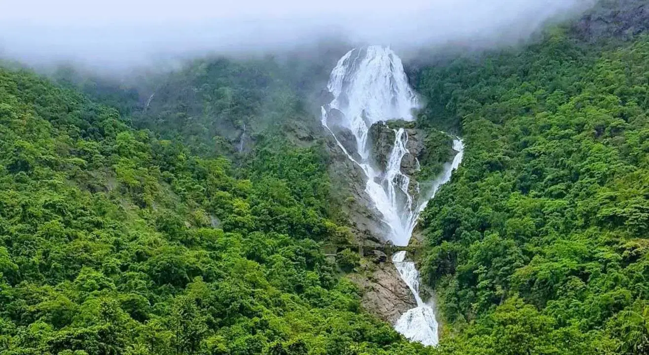 Dudhsagar Falls cascading through the Goa-Karnataka forest
