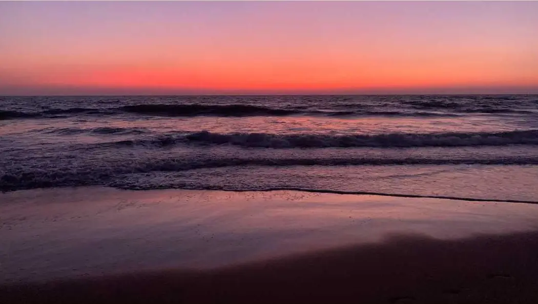 Sunset over the Arabian Sea coastline near Gokarna